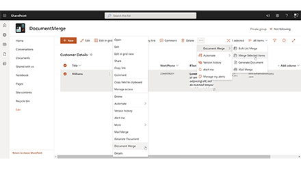 SharePoint Document Merge