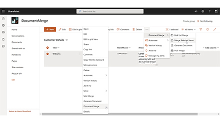 SharePoint Document Merge